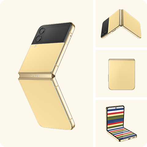 Samsung Z Flip 4 Bespoke màu Vàng ( mặt trước Vàng | mặt sau Vàng | khung Vàng kim )