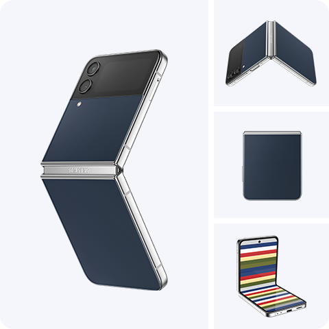 Samsung Z Flip 4 Bespoke màu Xanh Navy ( mặt trước Xanh Navy | mặt sau Xanh Navy | khung Bạc )