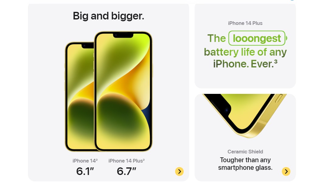 Apple hôm nay đã công bố iPhone 14 và iPhone 14 Plus màu vàng mới, bổ sung thêm nhiều lựa chọn màu sắc hơn cho dòng sản phẩm vào mùa xuân này. iPhone 14 và iPhone 14 Plus màu vàng mới sẽ có sẵn để đặt hàng trước vào Thứ sáu tuần này, ngày 10 tháng 3, và có hàng bắt đầu từ Thứ Ba, Ngày 14 tháng 3 2023