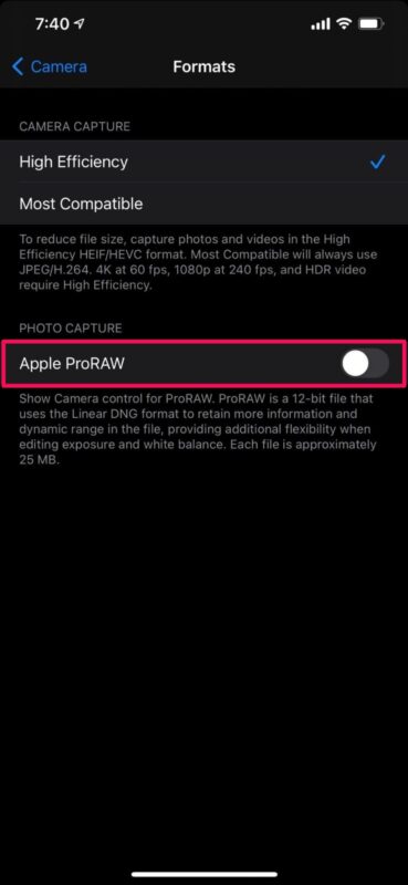 Bật Apple ProRAW bằng cách nào