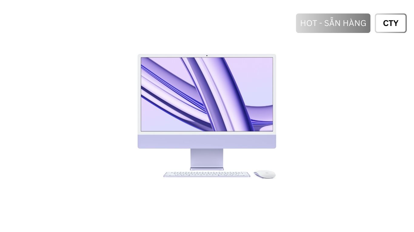 iMac M3 Tím - Chính hãng Apple Việt Nam, Chip Apple M3 có CPU 8 lõi với 4 lõi hiệu năng và 4 lõi tiết kiệm điện, GPU 10 lõi, Neural Engine 16 lõi, Ổ lưu trữ 512GB SSD, RAM 8GB, New Seal chưa Active. Mua iMac M3 Tím - Giá Rẻ, Chính Hãng, Giao Ngay tại TheTekCoffee. Chúng tôi chuyên cung cấp iMac M3 Tím giá tốt nhất tại HCM.