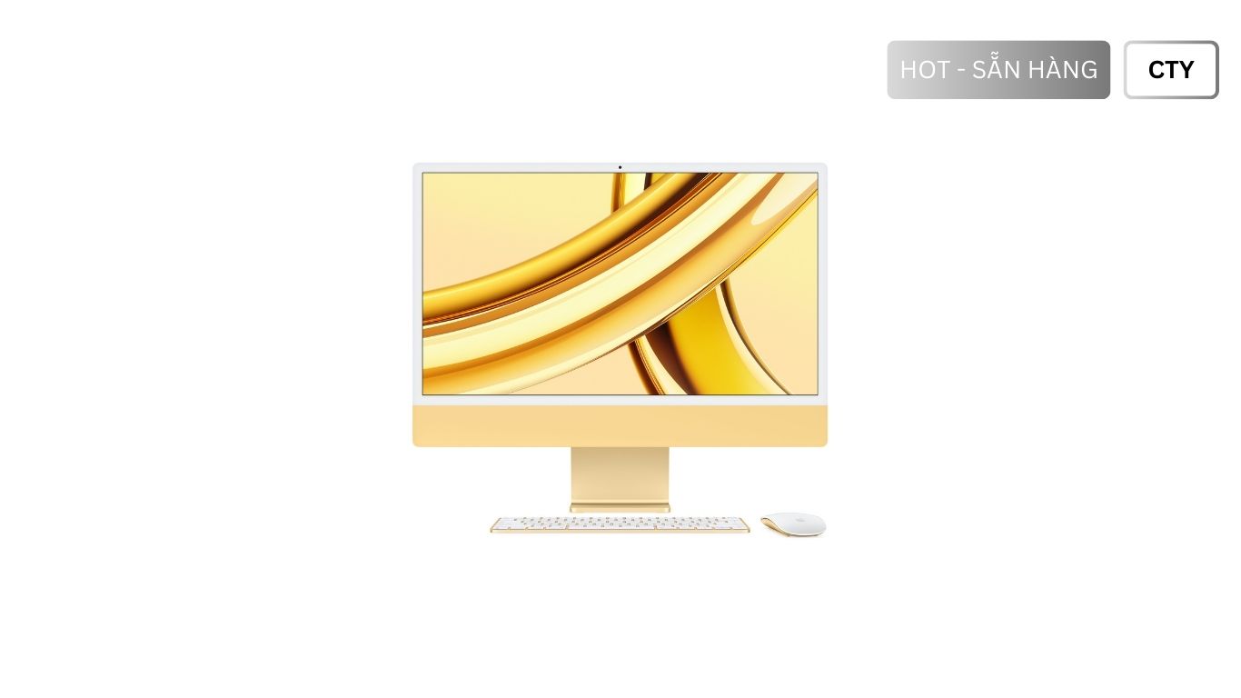 iMac M3 Vàng - Chính hãng Apple Việt Nam, Chip Apple M3 có CPU 8 lõi với 4 lõi hiệu năng và 4 lõi tiết kiệm điện, GPU 10 lõi, Neural Engine 16 lõi, Ổ lưu trữ 512GB SSD, RAM 8GB, New Seal chưa Active. Mua iMac M3 Vàng - Giá Rẻ, Chính Hãng, Giao Ngay tại TheTekCoffee. Chúng tôi chuyên cung cấp iMac M3 Vàng giá tốt nhất tại HCM.