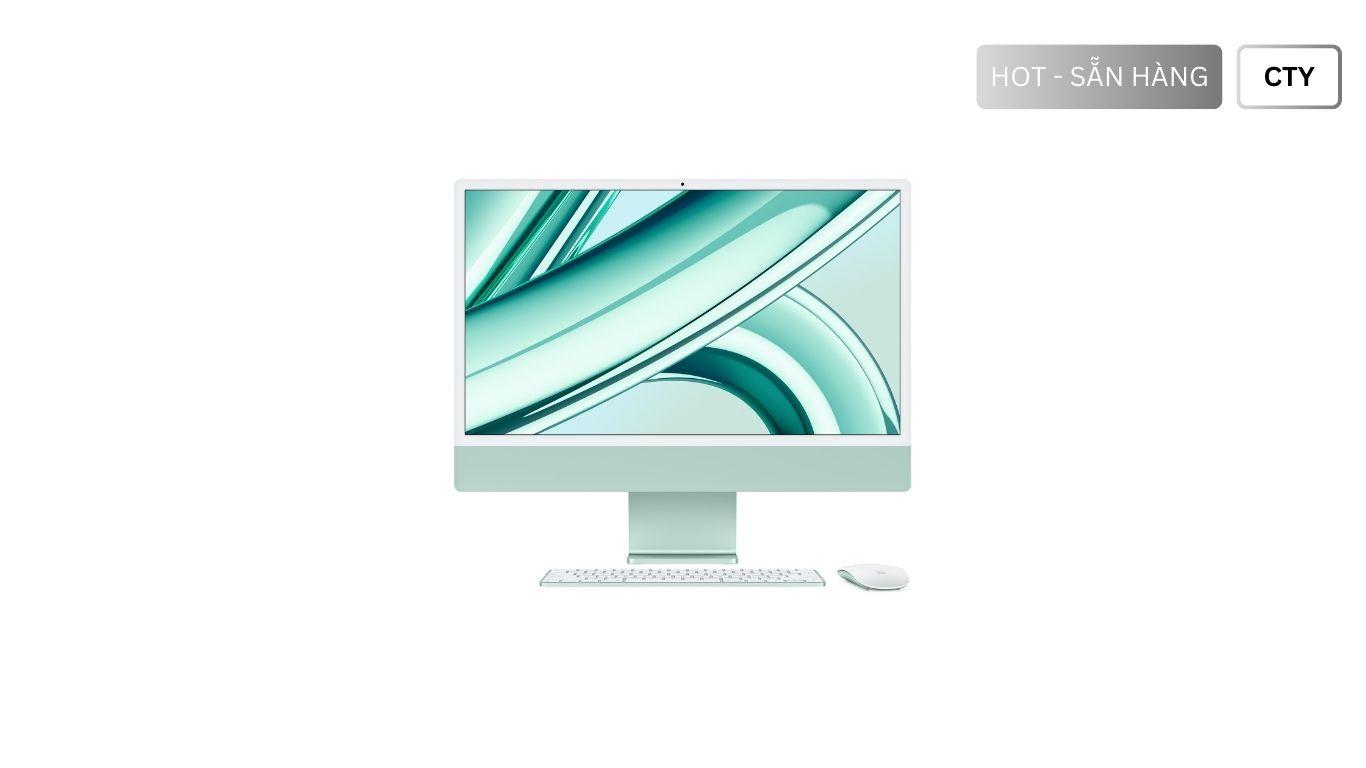 iMac M3 Xanh Lá - Chính hãng Apple Việt Nam, Chip Apple M3 có CPU 8 lõi với 4 lõi hiệu năng và 4 lõi tiết kiệm điện, GPU 10 lõi, Neural Engine 16 lõi, Ổ lưu trữ 512GB SSD, RAM 8GB, New Seal chưa Active. Mua iMac M3 Xanh Lá - Giá Rẻ, Chính Hãng, Giao Ngay tại TheTekCoffee. Chúng tôi chuyên cung cấp iMac M3 Xanh Lá giá tốt nhất tại HCM.