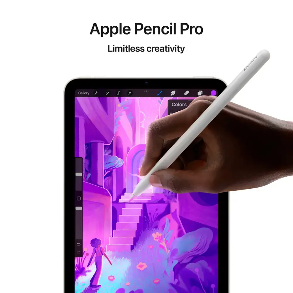 iPad Mini 7 hỗ trợ Apple Pencil Pro, cho phép bạn thỏa sức sáng tạo với độ chính xác cực cao. Tính năng như cảm ứng áp lực, phản hồi haptic, và điều khiển bằng cử chỉ giúp trải nghiệm viết và vẽ trực quan hơn bao giờ hết.